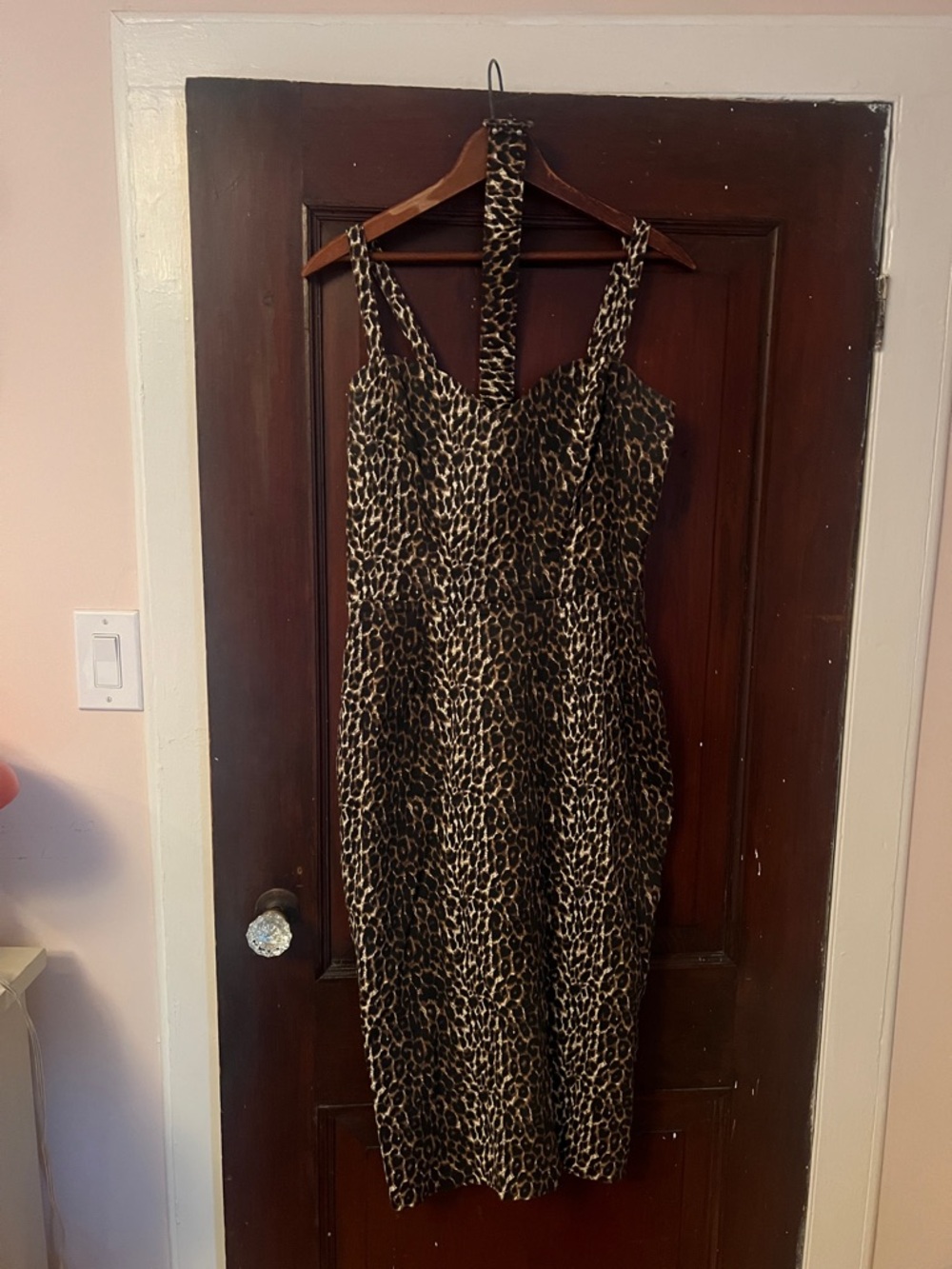 Vixen by Micheline Pitt Leopard-Print Midi Dress in Brown and Black